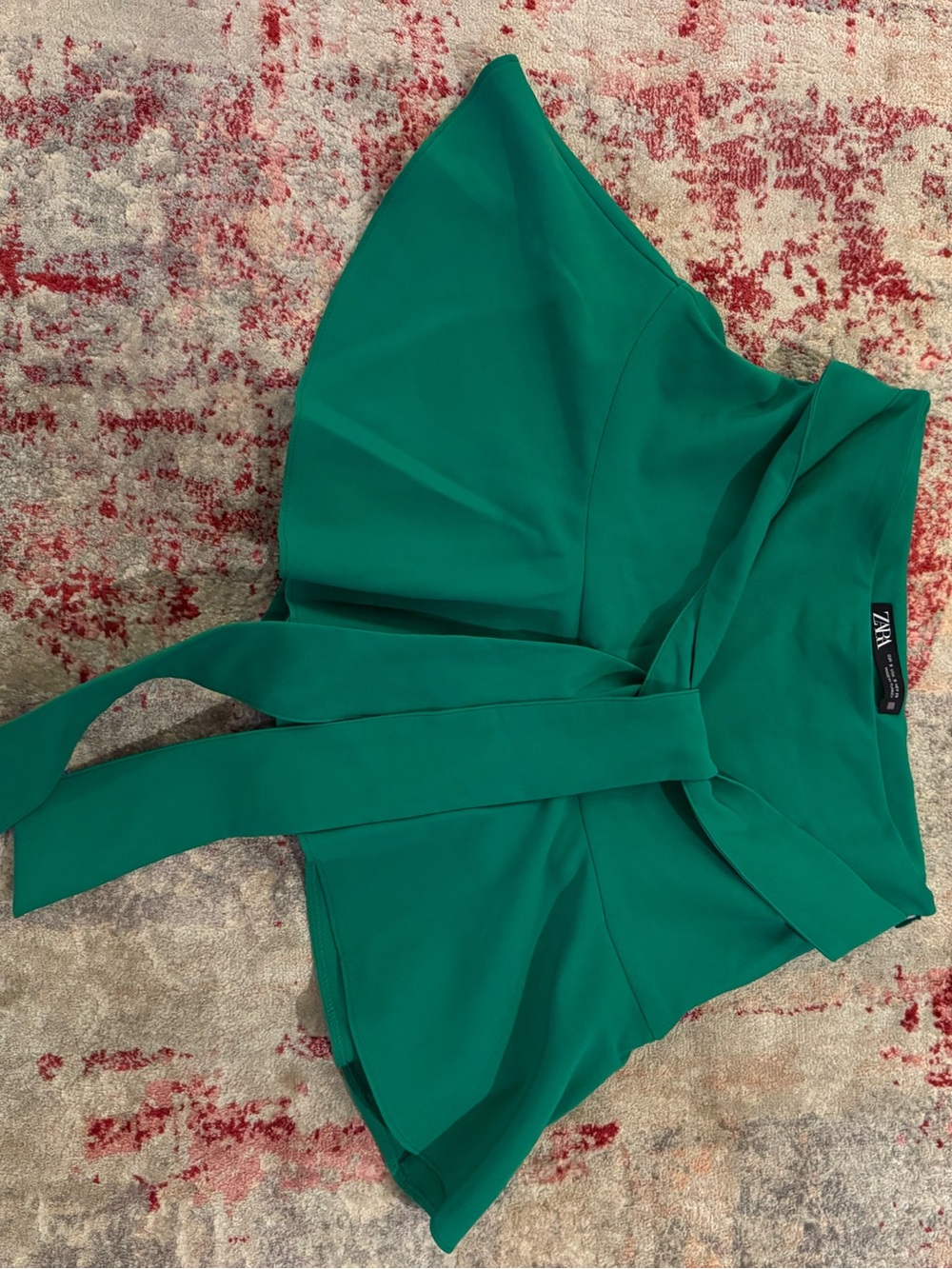 Zara Emerald Green Wrap Skort with Tie Waist